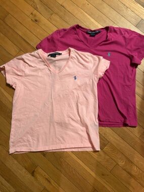 Ralph Lauren Pink & Light Pink women’s V-Neck Polo Tee Set